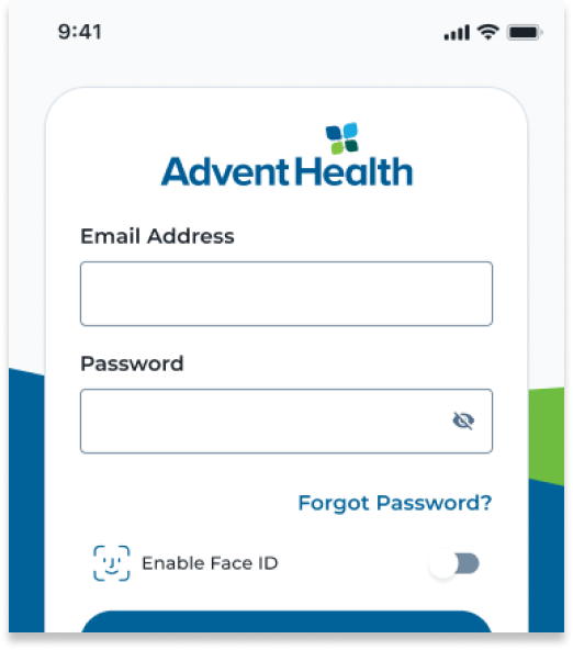 Existing AdventHealth sign-in screen